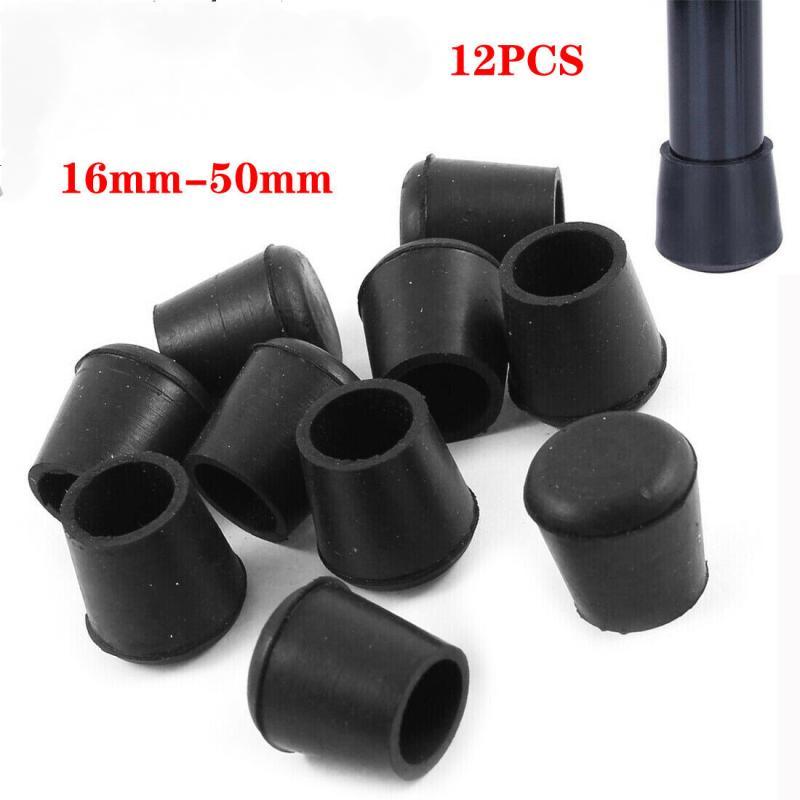 12 Pack Rubber Chair Leg Caps - Anti Scratch Floor Protectors for Table/Stool/Desk Feet, Non-Slip Grips, Quiet Furniture Glides for Hardwood/Tile Floors (Black)