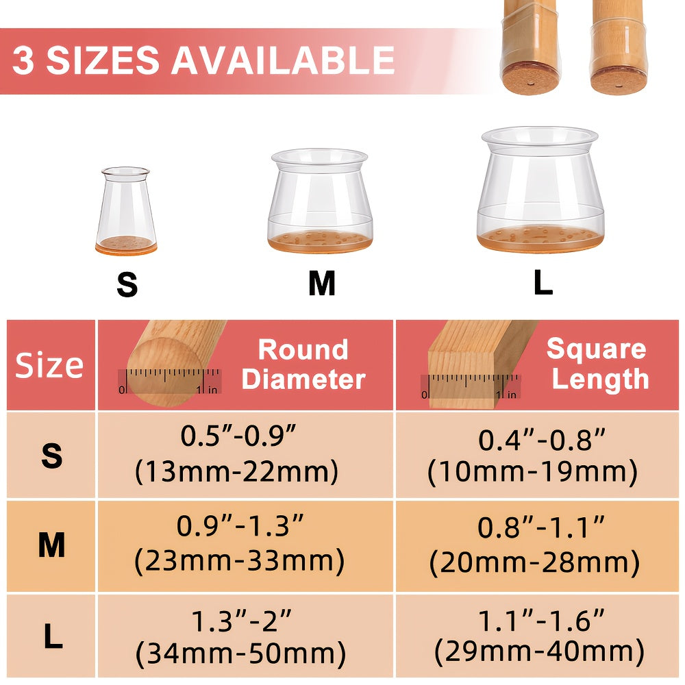 32pcs of Silicone Chair Leg Floor Protector, Stool Leg Protection Cap, Hardwood Floor Non-Slip Chair Leg Cap