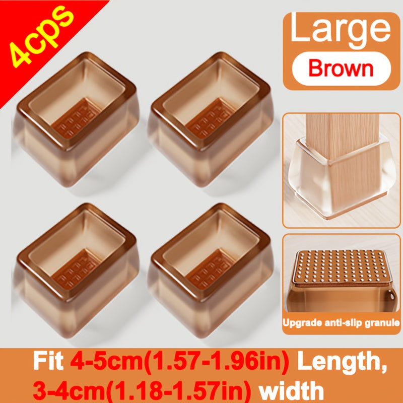 All-New Upgraded Chair Leg Covers with Anti-Slip Particles Silent Thickened Wear-Resistant Silent Universal Silicone Table And Chair Protection Set Table Stool Foot Pads