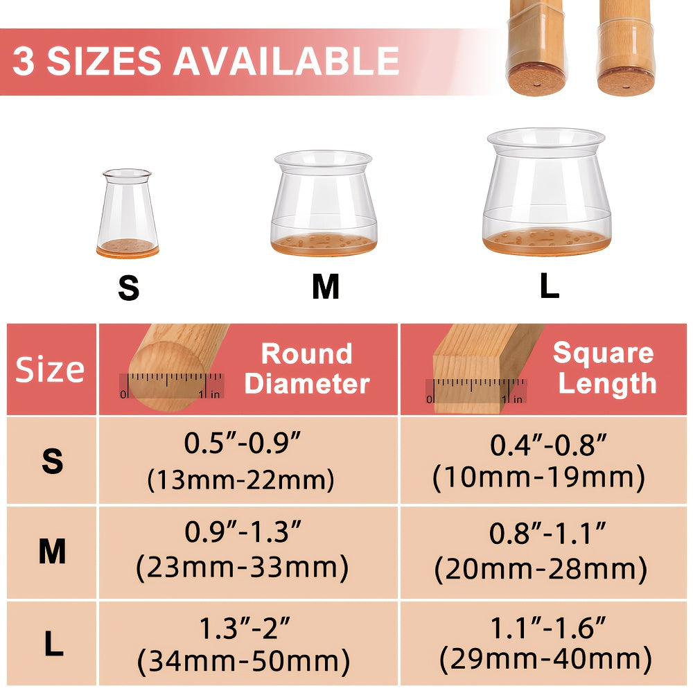 32pcs of Silicone Chair Leg Floor Protector, Stool Leg Protection Cap, Hardwood Floor Non-Slip Chair Leg Cap