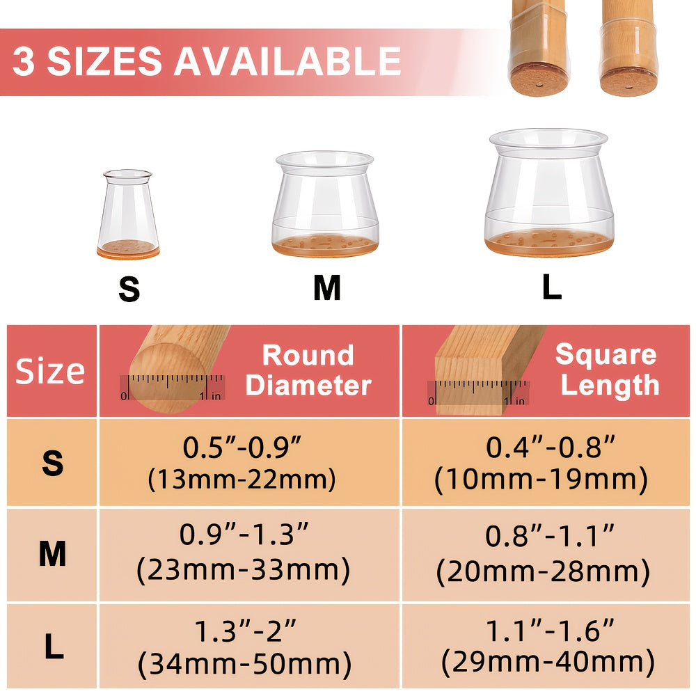 32pcs of Silicone Chair Leg Floor Protector, Stool Leg Protection Cap, Hardwood Floor Non-Slip Chair Leg Cap