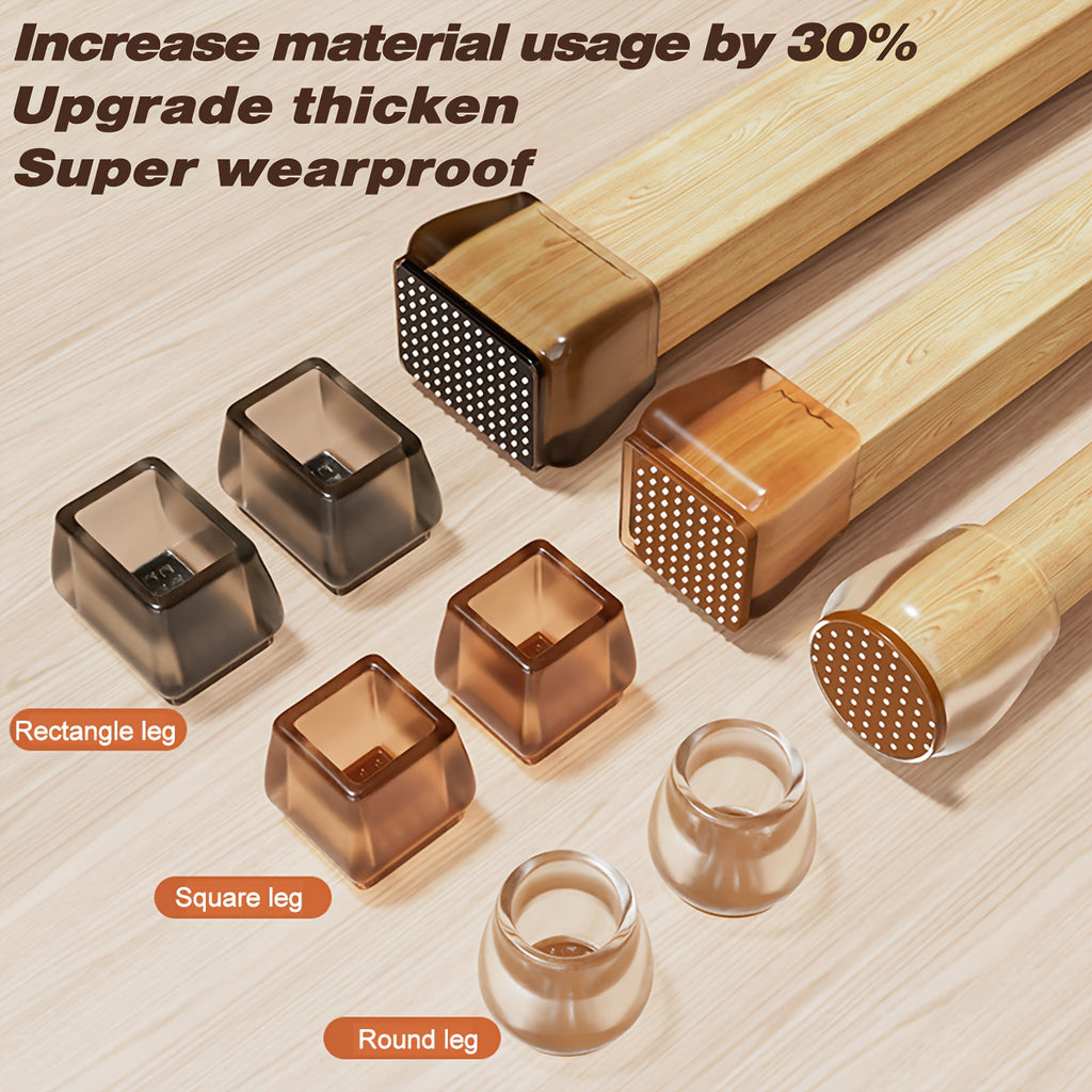 All-New Upgraded Chair Leg Covers with Anti-Slip Particles Silent Thickened Wear-Resistant Silent Universal Silicone Table And Chair Protection Set Table Stool Foot Pads