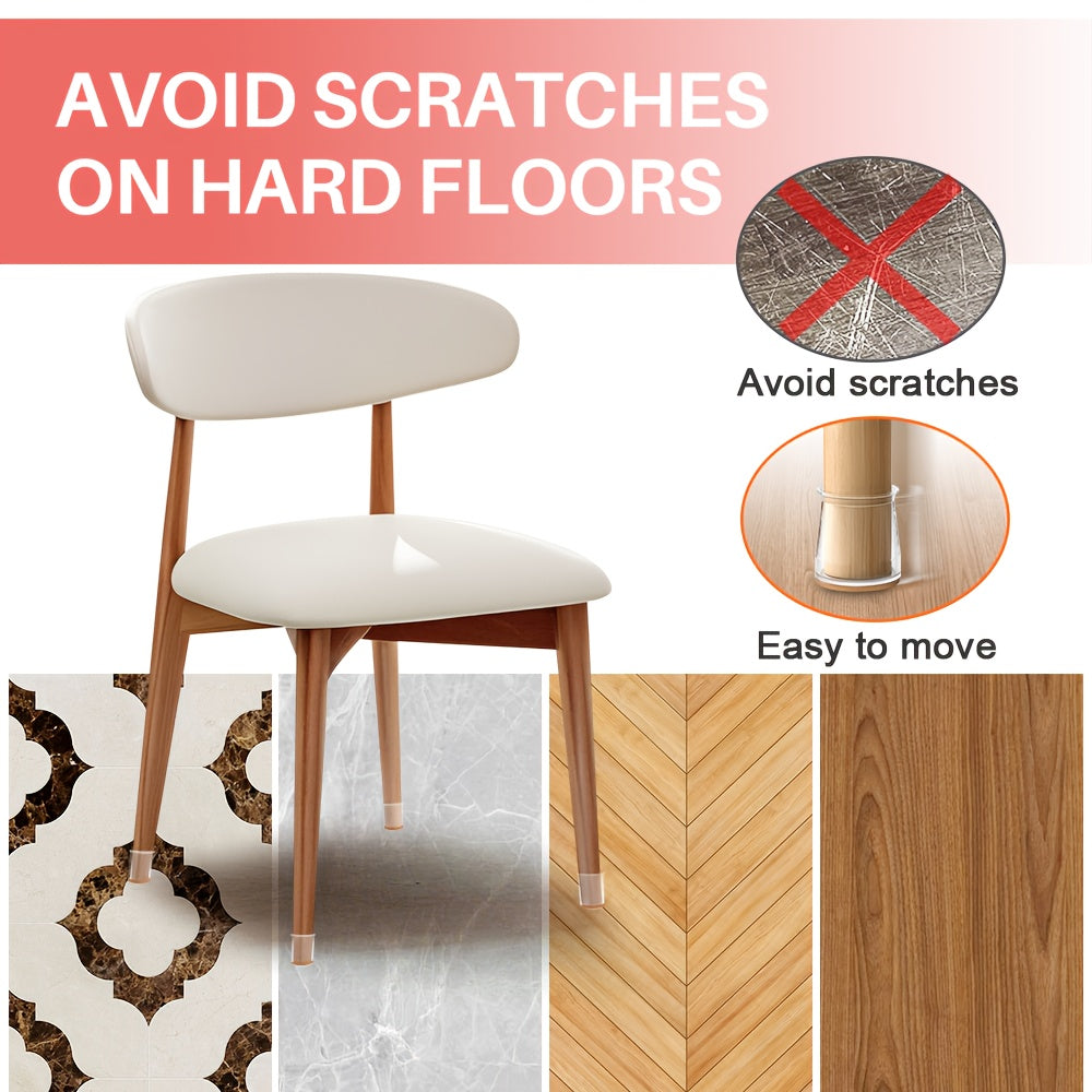 32pcs of Silicone Chair Leg Floor Protector, Stool Leg Protection Cap, Hardwood Floor Non-Slip Chair Leg Cap